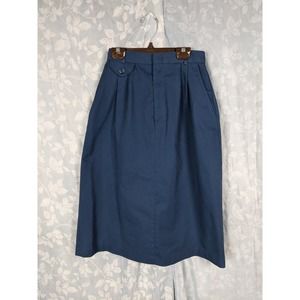 Vintage 80s High Waisted Military Midi Skirt Small